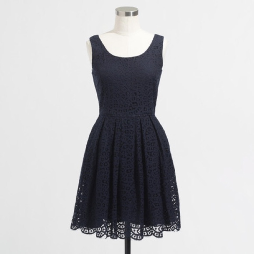 NWT J. Crew Navy Swirling Lace Dress